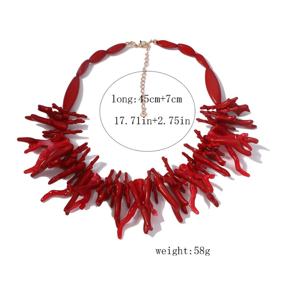 NEW Thalassa Brilliant Red Acrylic Coral Sea Goddess Statement Necklace - Picture 5 of 6